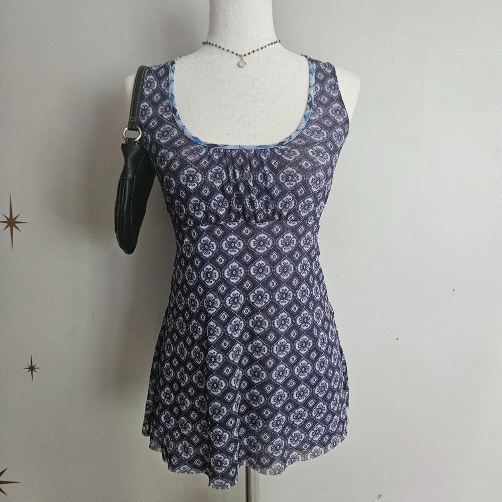Sweet Pea Small Baby Doll Mesh Tunic Top with Back Tie 90s y2k